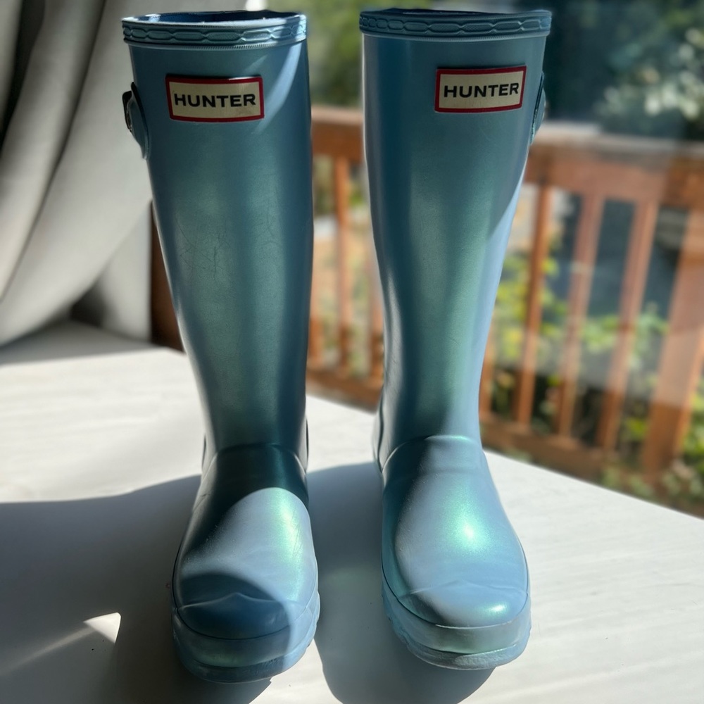 Big Kids (5-11 Years) Hunter Nebula Rain Boots - Light Blue / Teal Size 2